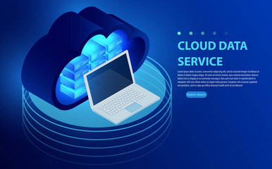 云數據中心、服務器機房圖標、信息請求處理、計算機技術